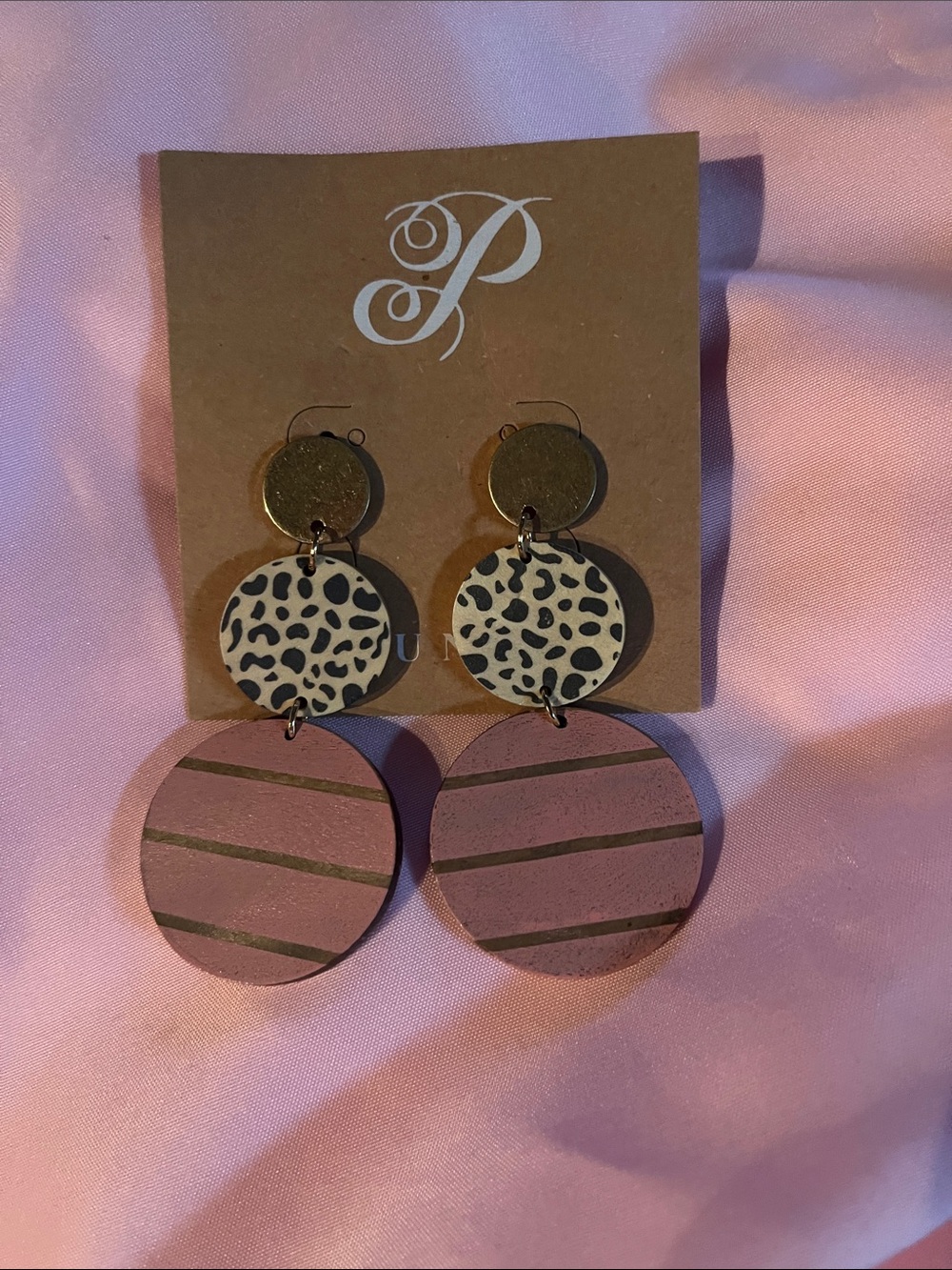 Blush Pink Leopard Drop Earrings